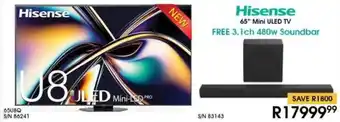 Hirsch's Hisense 65" Mini ULED TV offer