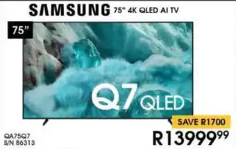 Hirsch's SAMSUNG 75" 4K QLED AI TV offer
