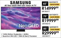 Hirsch's SAMSUNG 65" 4K Neo QLED Mini LED Vision AI TV offer