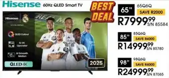 Hirsch's Hisense 65" 60Hz QLED Smart TV offer