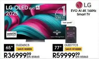 Hirsch's LG 65" EVO AI 4K 144HZ Smart TV offer