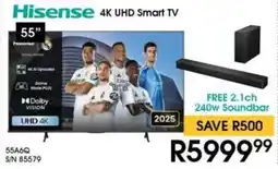 Hirsch's Hisense 55" 4K UHD Smart TV offer