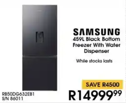 Hirsch's SAMSUNG Black Bottom Freezer With Water Dispenser offer