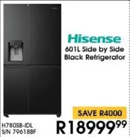 Hirsch's Hisense Side by Side Black Refrigerator offer