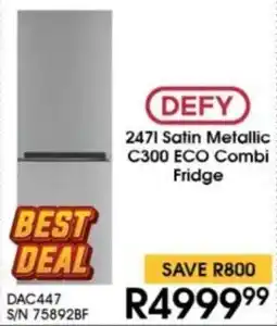 Hirsch's DEFY Satin Metallic C300 ECO Combi Fridge offer