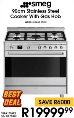 Hirsch's Smeg Stainless Steel Cooker With Gas Hob offer