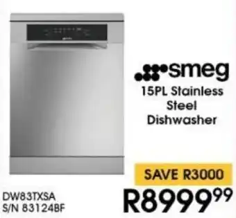Hirsch's Smeg 15PL Stainless Steel Dishwasher offer