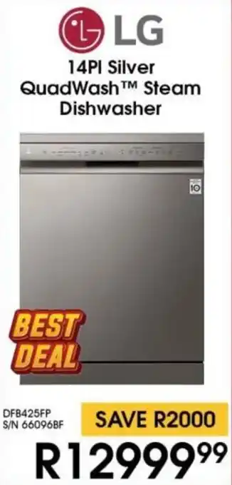 Hirsch's LG 14Pl Silver QuadWash Steam Dishwasher offer