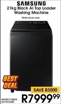 Hirsch's SAMSUNG Black AI Top Loader Washing Machine offer