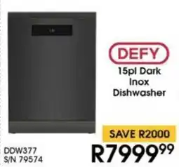Hirsch's DEFY 15pl Dark Inox Dishwasher offer