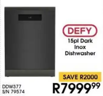 Hirsch's DEFY 15pl Dark Inox Dishwasher offer