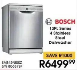 Hirsch's BOSCH 13PL Series 4 Stainless Steel Dishwasher offer