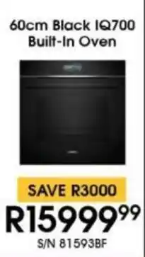 Hirsch's Siemens 60cm Black IQ700 Built-In Oven offer