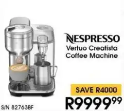 Hirsch's Nespresso Vertuo Creatista Coffee Machine offer