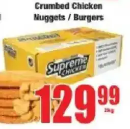Boxer Crumbed Chicken Nuggets/ Burgers offer