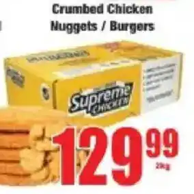 Boxer Crumbed Chicken Nuggets/ Burgers offer
