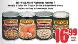 Boxer BEST COOK Mixed Vegetables Assorted/ Tomato & Onion Mix/ Butter Beans In Sweetened Brine/ Processed Peas in Sweetened Brine offer