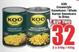 Boxer KOO Creamstyle Sweetcorn/ Whole Kernel Sweetcorn In Brine offer