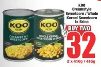 Boxer KOO Creamstyle Sweetcorn/ Whole Kernel Sweetcorn In Brine offer