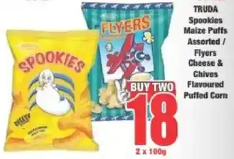 Boxer TRUDA Spookies Maize Puffs Assorted/ Flyers Cheese & Chives Flavoured Puffed Corn offer