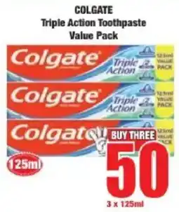 Boxer COLGATE Triple Action Toothpaste Value Pack offer