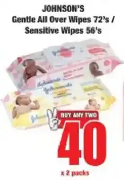 Boxer JOHNSON'S Gentle All Over Wipes/ Sensitive Wipes offer