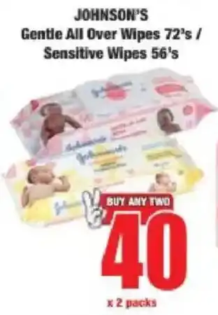 Boxer JOHNSON'S Gentle All Over Wipes/ Sensitive Wipes offer