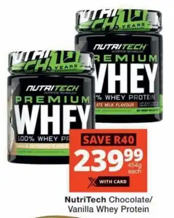 Checkers Hyper NutriTech Chocolate/ Vanilla Whey Protein offer