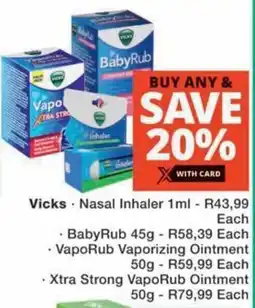 Checkers Hyper Vicks Nasal Inhaler offer