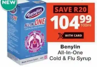 Checkers Hyper Benylin All-In-One Cold & Flu Syrup offer