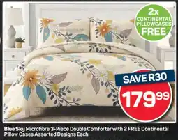 Pick n Pay Blue Sky Microfibre 3-Piece Double Comforter offer