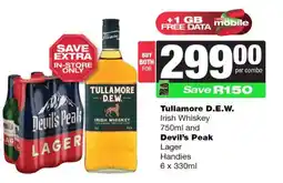 Spar Tops Tullamore D.E.W. & Devil’s Peak Lager Combo offer