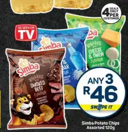Pick n Pay Simba Potato Chips Assorted 120g offer