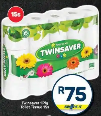 Pick n Pay Twinsaver 1 Ply Toilet Tissue-15s offer