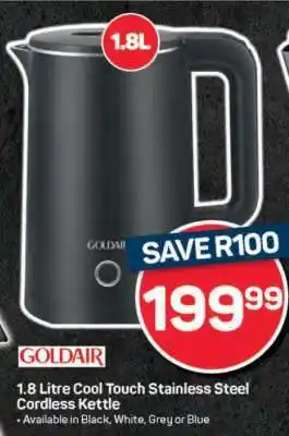 Pick n Pay Goldair 1.8 Litre Cool Touch Stainless Steel Cordless Kettle offer