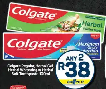 Pick n Pay Colgate Regular, Herbal Gel, Herbal Whitening or Herbal Salt Toothpaste offer