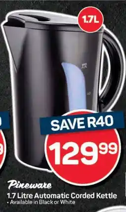 Pick n Pay Pineware 1.7 Litre Automatic Corded Kettle offer