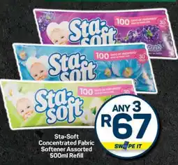 Pick n Pay Sta-Soft Concentrated Fabric Softener Assorted 500ml Refill offer