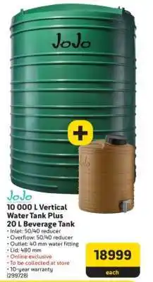 Makro JoJo 10 000 L Vertical Water Tank Plus 20 L Beverage Tank offer