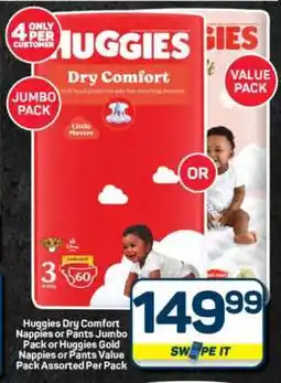 Pick n Pay Hypermarket Huggies Dry Comfort Nappies OR Pants Jumbo Pack offer