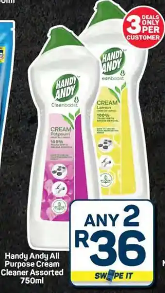 Pick n Pay Hypermarket Handy Andy All Purpose Cream Cleaner Assorted 750ml offer
