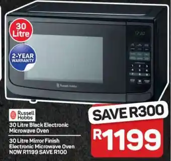 Pick n Pay Hypermarket Russell Hobbs 30 Litre Black Electronic Microwave Oven offer
