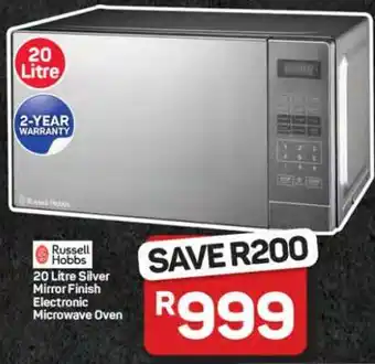 Pick n Pay Hypermarket Russell Hobbs 20 Litre Silver Mirror Finish Electronic Microwave Oven offer