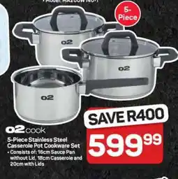 Pick n Pay Hypermarket 5-Piece Stainless Steel Casserole Pot Cookware Set offer