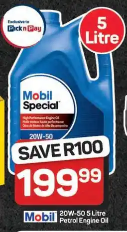 Pick n Pay Hypermarket Mobil Special 20W-50 Petrol Engine Oil offer