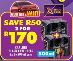 Shoprite Carling black label beer cans offer