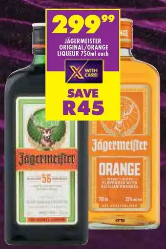 Shoprite Jägermeister original/ orange liqueur offer