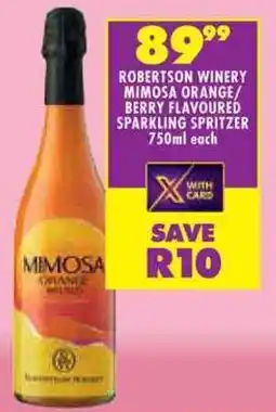 Shoprite Robertson winery mimosa orange/ berry flavoured sparkling spritzer offer