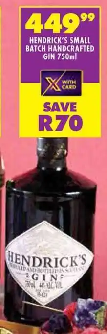 Shoprite Hendrick's small batch handcrafted gin offer