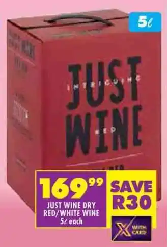 Shoprite Just wine dry red/ white wine offer